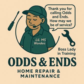 Lil Ms. Wonders, the boss in training at Odds & Ends Home Repair in Lawrenceville, GA, a olive skinned daughter full of joy and learning the family business